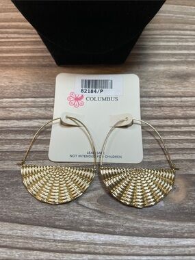 Gold Woven Fan Drop Earrings